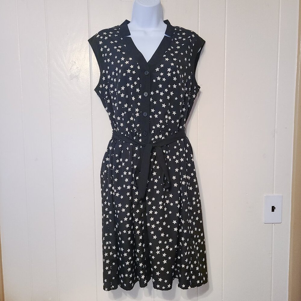 Robbie Bee Button Down Shirt Dress with Tie